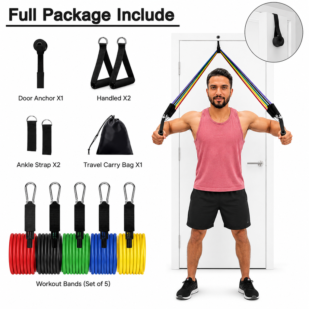DeadStop Resistance Bands Set – 11-Piece + 5 Loop Bands (Pack of 2)